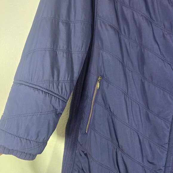 PrAna Diva Long Jacket Women Medium Blue Asymmetrical Zip Outdoor Fleece Lined - Picture 5 of 11